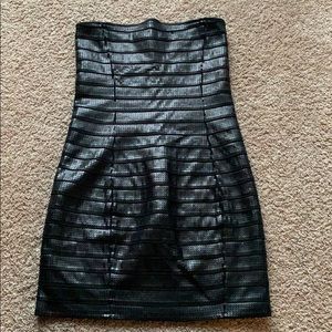 Black strapless sequin dress